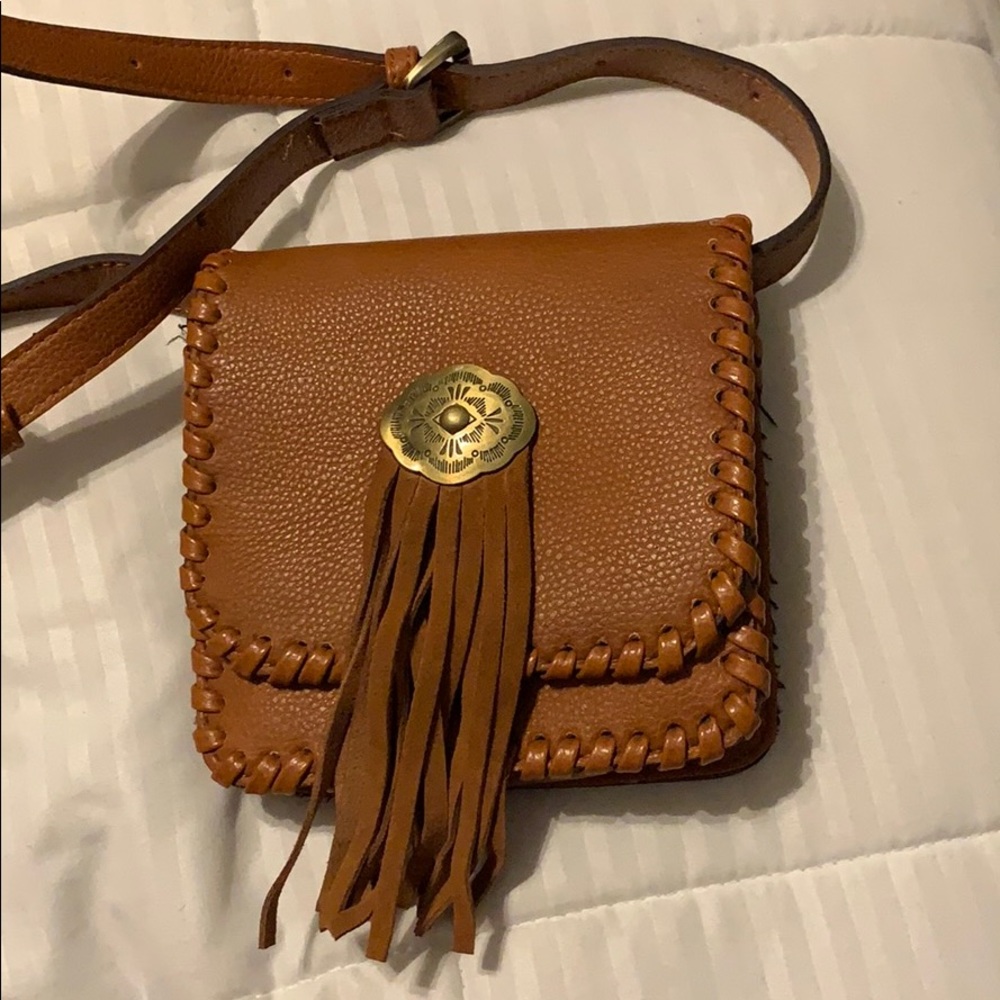 Brown fringe small purse